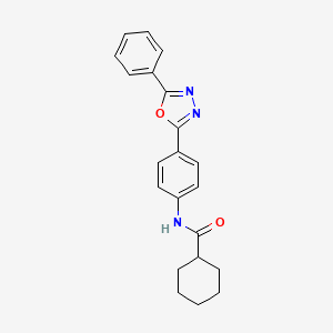 molecular formula C21H21N3O2 B4112058 N-[4-(5-phenyl-1,3,4-oxadiazol-2-yl)phenyl]cyclohexanecarboxamide 