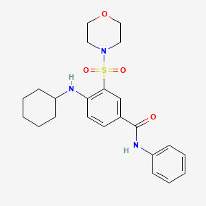 molecular formula C23H29N3O4S B4112093 4-(cyclohexylamino)-3-(4-morpholinylsulfonyl)-N-phenylbenzamide 