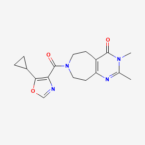 molecular formula C17H20N4O3 B4112122 7-[(5-cyclopropyl-1,3-oxazol-4-yl)carbonyl]-2,3-dimethyl-3,5,6,7,8,9-hexahydro-4H-pyrimido[4,5-d]azepin-4-one 