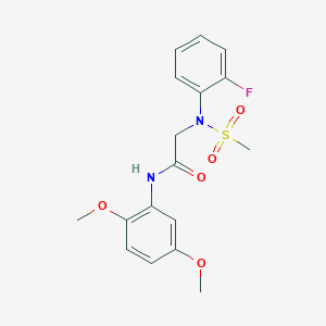 molecular formula C17H19FN2O5S B411214 N-(2,5-dimethoxyphenyl)-2-[2-fluoro(methylsulfonyl)anilino]acetamide 