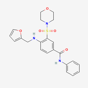 molecular formula C22H23N3O5S B4112160 4-[(2-furylmethyl)amino]-3-(4-morpholinylsulfonyl)-N-phenylbenzamide 