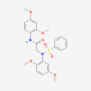 molecular formula C24H26N2O7S B411217 N-(2,4-dimethoxyphenyl)-2-[2,5-dimethoxy(phenylsulfonyl)anilino]acetamide 