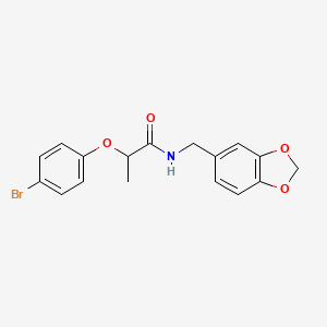 molecular formula C17H16BrNO4 B4112186 N-(1,3-benzodioxol-5-ylmethyl)-2-(4-bromophenoxy)propanamide 