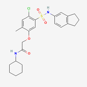molecular formula C24H29ClN2O4S B4112193 2-{4-chloro-5-[(2,3-dihydro-1H-inden-5-ylamino)sulfonyl]-2-methylphenoxy}-N-cyclohexylacetamide 