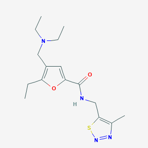molecular formula C16H24N4O2S B4112212 4-[(diethylamino)methyl]-5-ethyl-N-[(4-methyl-1,2,3-thiadiazol-5-yl)methyl]-2-furamide 