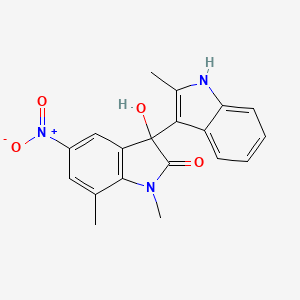 molecular formula C19H17N3O4 B4112232 3'-hydroxy-1',2,7'-trimethyl-5'-nitro-1',3'-dihydro-1H,2'H-3,3'-biindol-2'-one 