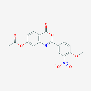 molecular formula C17H12N2O7 B4112236 2-(4-methoxy-3-nitrophenyl)-4-oxo-4H-3,1-benzoxazin-7-yl acetate 