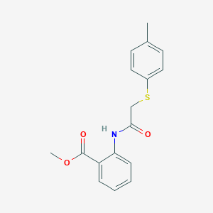 molecular formula C17H17NO3S B411224 Methyl 2-({[(4-methylphenyl)sulfanyl]acetyl}amino)benzoate 