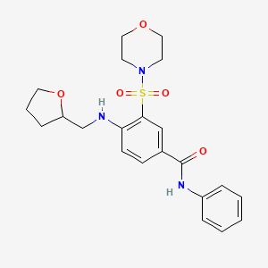 molecular formula C22H27N3O5S B4112261 3-(4-morpholinylsulfonyl)-N-phenyl-4-[(tetrahydro-2-furanylmethyl)amino]benzamide 