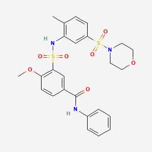 molecular formula C25H27N3O7S2 B4112274 4-methoxy-3-({[2-methyl-5-(4-morpholinylsulfonyl)phenyl]amino}sulfonyl)-N-phenylbenzamide 