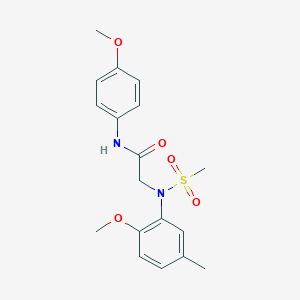 molecular formula C18H22N2O5S B411232 2-[2-methoxy-5-methyl(methylsulfonyl)anilino]-N-(4-methoxyphenyl)acetamide 
