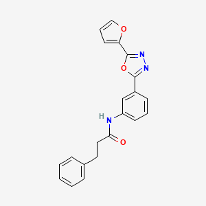 molecular formula C21H17N3O3 B4112369 N-{3-[5-(2-furyl)-1,3,4-oxadiazol-2-yl]phenyl}-3-phenylpropanamide 
