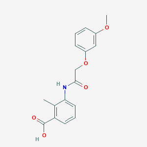 molecular formula C17H17NO5 B4112376 3-{[(3-methoxyphenoxy)acetyl]amino}-2-methylbenzoic acid 