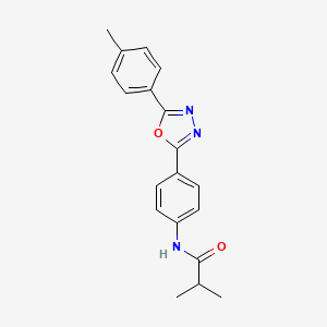 molecular formula C19H19N3O2 B4112385 2-methyl-N-{4-[5-(4-methylphenyl)-1,3,4-oxadiazol-2-yl]phenyl}propanamide 