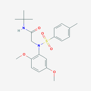 molecular formula C21H28N2O5S B411240 N-(tert-butyl)-2-{2,5-dimethoxy[(4-methylphenyl)sulfonyl]anilino}acetamide 