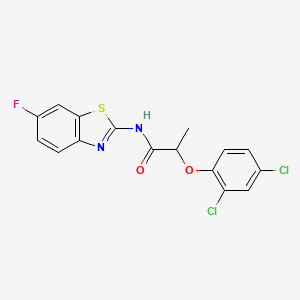molecular formula C16H11Cl2FN2O2S B4112419 2-(2,4-dichlorophenoxy)-N-(6-fluoro-1,3-benzothiazol-2-yl)propanamide 
