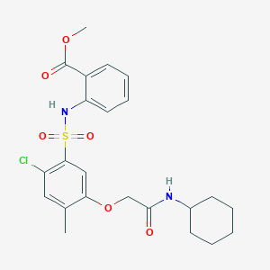 molecular formula C23H27ClN2O6S B4112435 methyl 2-[({2-chloro-5-[2-(cyclohexylamino)-2-oxoethoxy]-4-methylphenyl}sulfonyl)amino]benzoate 