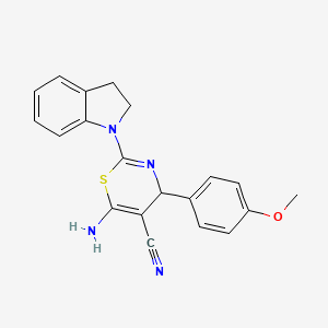 molecular formula C20H18N4OS B4112442 6-amino-2-(2,3-dihydro-1H-indol-1-yl)-4-(4-methoxyphenyl)-4H-1,3-thiazine-5-carbonitrile 