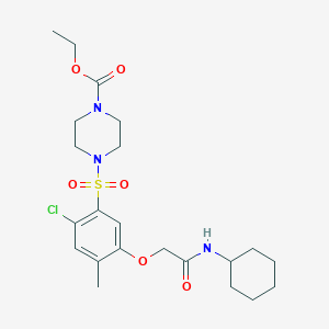 molecular formula C22H32ClN3O6S B4112448 ethyl 4-({2-chloro-5-[2-(cyclohexylamino)-2-oxoethoxy]-4-methylphenyl}sulfonyl)-1-piperazinecarboxylate 
