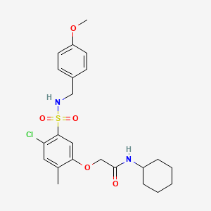 molecular formula C23H29ClN2O5S B4112451 2-(4-chloro-5-{[(4-methoxybenzyl)amino]sulfonyl}-2-methylphenoxy)-N-cyclohexylacetamide 