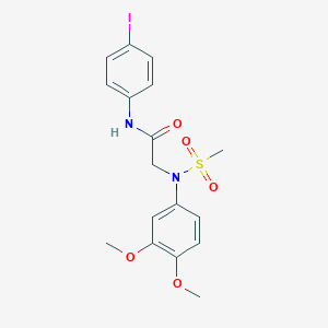 molecular formula C17H19IN2O5S B411253 2-[3,4-dimethoxy(methylsulfonyl)anilino]-N-(4-iodophenyl)acetamide 