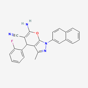 molecular formula C24H17FN4O B4112564 6-amino-4-(2-fluorophenyl)-3-methyl-1-(2-naphthyl)-1,4-dihydropyrano[2,3-c]pyrazole-5-carbonitrile 