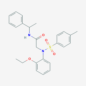 molecular formula C25H28N2O4S B411267 2-{2-ethoxy[(4-methylphenyl)sulfonyl]anilino}-N-(1-phenylethyl)acetamide 