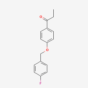 molecular formula C16H15FO2 B4112677 1-{4-[(4-fluorobenzyl)oxy]phenyl}-1-propanone 