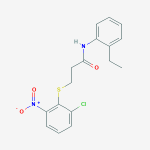 molecular formula C17H17ClN2O3S B4112778 3-[(2-chloro-6-nitrophenyl)thio]-N-(2-ethylphenyl)propanamide 