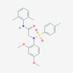 molecular formula C25H28N2O5S B411284 2-{2,4-dimethoxy[(4-methylphenyl)sulfonyl]anilino}-N-(2,6-dimethylphenyl)acetamide 