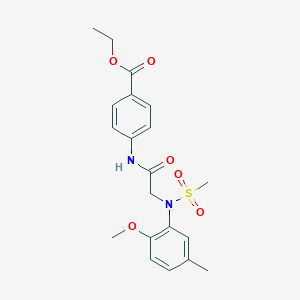 molecular formula C20H24N2O6S B411286 Ethyl 4-({[2-methoxy-5-methyl(methylsulfonyl)anilino]acetyl}amino)benzoate 
