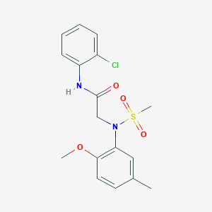 molecular formula C17H19ClN2O4S B411290 N-(2-chlorophenyl)-2-[2-methoxy-5-methyl(methylsulfonyl)anilino]acetamide 
