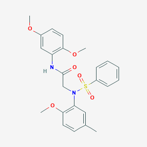 molecular formula C24H26N2O6S B411292 N-(2,5-dimethoxyphenyl)-2-[2-methoxy-5-methyl(phenylsulfonyl)anilino]acetamide 