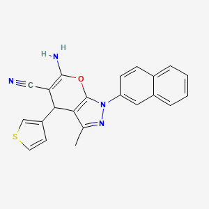 molecular formula C22H16N4OS B4112937 6-amino-3-methyl-1-(2-naphthyl)-4-(3-thienyl)-1,4-dihydropyrano[2,3-c]pyrazole-5-carbonitrile 