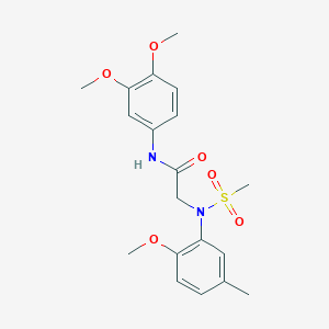molecular formula C19H24N2O6S B411297 N-(3,4-dimethoxyphenyl)-2-[2-methoxy-5-methyl(methylsulfonyl)anilino]acetamide 