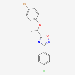 molecular formula C16H12BrClN2O2 B4112972 5-[1-(4-bromophenoxy)ethyl]-3-(4-chlorophenyl)-1,2,4-oxadiazole 