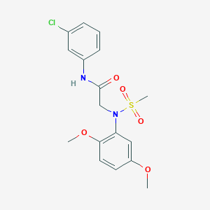 molecular formula C17H19ClN2O5S B411298 N-(3-chlorophenyl)-2-[2,5-dimethoxy(methylsulfonyl)anilino]acetamide 