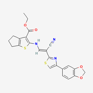 molecular formula C23H19N3O4S2 B4113024 ethyl 2-({2-[4-(1,3-benzodioxol-5-yl)-1,3-thiazol-2-yl]-2-cyanovinyl}amino)-5,6-dihydro-4H-cyclopenta[b]thiophene-3-carboxylate 