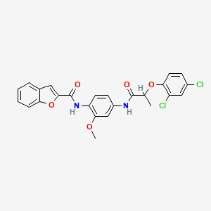 molecular formula C25H20Cl2N2O5 B4113046 N-(4-{[2-(2,4-dichlorophenoxy)propanoyl]amino}-2-methoxyphenyl)-1-benzofuran-2-carboxamide 