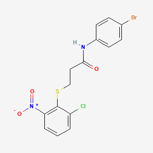 molecular formula C15H12BrClN2O3S B4113058 N-(4-bromophenyl)-3-[(2-chloro-6-nitrophenyl)thio]propanamide 