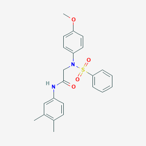 molecular formula C23H24N2O4S B411311 N-(3,4-dimethylphenyl)-2-[4-methoxy(phenylsulfonyl)anilino]acetamide 