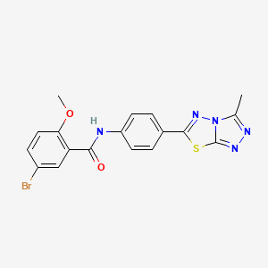 molecular formula C18H14BrN5O2S B4113117 5-bromo-2-methoxy-N-[4-(3-methyl[1,2,4]triazolo[3,4-b][1,3,4]thiadiazol-6-yl)phenyl]benzamide 