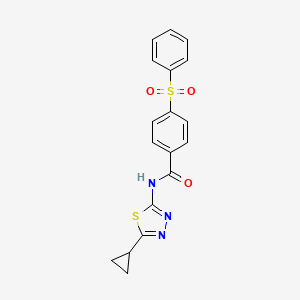 molecular formula C18H15N3O3S2 B4113154 N-(5-cyclopropyl-1,3,4-thiadiazol-2-yl)-4-(phenylsulfonyl)benzamide 