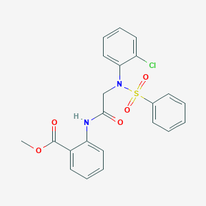 molecular formula C22H19ClN2O5S B411323 Methyl 2-({[2-chloro(phenylsulfonyl)anilino]acetyl}amino)benzoate 