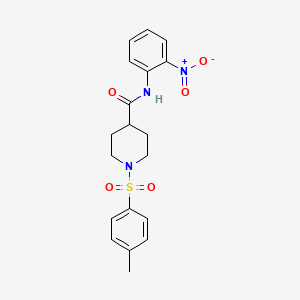molecular formula C19H21N3O5S B4113245 1-[(4-methylphenyl)sulfonyl]-N-(2-nitrophenyl)-4-piperidinecarboxamide 