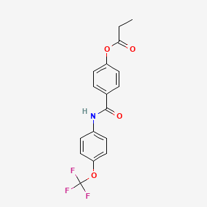 molecular formula C17H14F3NO4 B4113289 4-({[4-(trifluoromethoxy)phenyl]amino}carbonyl)phenyl propionate 