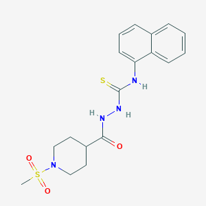 molecular formula C18H22N4O3S2 B4113357 2-{[1-(methylsulfonyl)-4-piperidinyl]carbonyl}-N-1-naphthylhydrazinecarbothioamide 