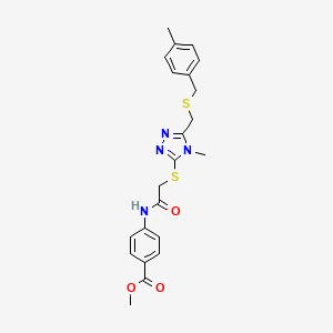 molecular formula C22H24N4O3S2 B4113362 methyl 4-({[(4-methyl-5-{[(4-methylbenzyl)thio]methyl}-4H-1,2,4-triazol-3-yl)thio]acetyl}amino)benzoate 
