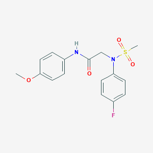 molecular formula C16H17FN2O4S B411338 2-[4-fluoro(methylsulfonyl)anilino]-N-(4-methoxyphenyl)acetamide 