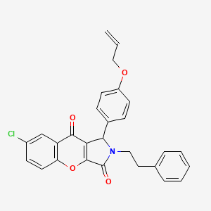 molecular formula C28H22ClNO4 B4113401 1-[4-(allyloxy)phenyl]-7-chloro-2-(2-phenylethyl)-1,2-dihydrochromeno[2,3-c]pyrrole-3,9-dione 
